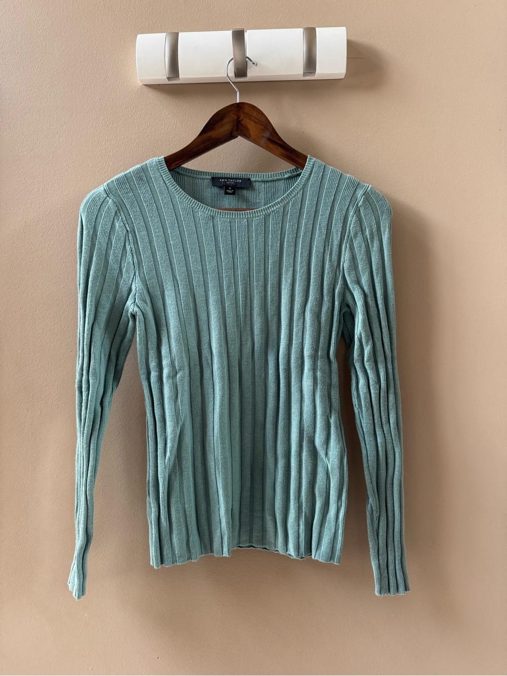 Women's Mint Green Ribbed Long-Sleeve Sweater